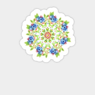 Maine Blueberry Gingham Mandala Sticker